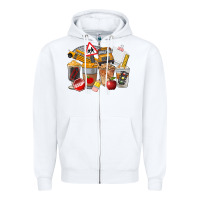 White School Bus Coffee Cups Zipper Hoodie - FaDigitalArtStudio