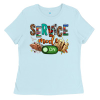 Baby Blue service mode on woman version Ladies Tee - NancyCooperArtShop