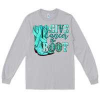 Moon Dust Give Cancer the boot Ovarian Cancer teal ribbon Long Sleeve Tee - NancyCooperArtShop