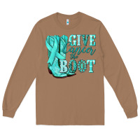 Toasted Coconut Give Cancer the boot Ovarian Cancer teal ribbon Long Sleeve Tee - NancyCooperArtShop