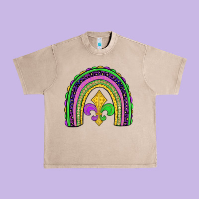 Mardi Gras Fleur De Lis Rainbow Urban Heavy Tee Designed By Jahusdesignshop
