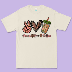 Peace Love Coffee Premium Tee Designed By Nancycooperartshop