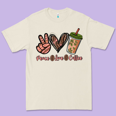 Peace Love Coffee Premium Tee Designed By Nancycooperartshop