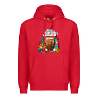 Red Dentist Frappe Coffee Premium Hoodie - FaDigitalArtStudio