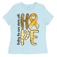 Baby Blue Finding the cure starts with hope Childhood Cancer Ladies Tee - NancyCooperArtShop