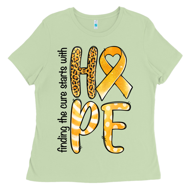 Finding The Cure Starts With Hope Childhood Cancer Ladies Tee by NancyCooperArtShop | Teevron
