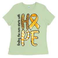 Matcha Finding the cure starts with hope Childhood Cancer Ladies Tee - NancyCooperArtShop
