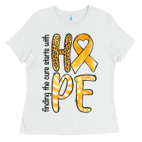 White Finding the cure starts with hope Childhood Cancer Ladies Tee - NancyCooperArtShop