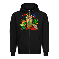 Black Mexican Cold Drink With Cactus Sombrero And Tequil Zipper Hoodie - FaDigitalArtStudio