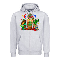 Heather Grey Mexican Cold Drink With Cactus Sombrero And Tequil Zipper Hoodie - FaDigitalArtStudio