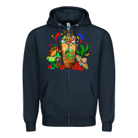 Navy Mexican Cold Drink With Cactus Sombrero And Tequil Zipper Hoodie - FaDigitalArtStudio
