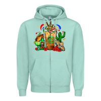 Seafoam Mexican Cold Drink With Cactus Sombrero And Tequil Zipper Hoodie - FaDigitalArtStudio
