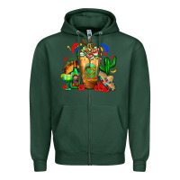 Sports Green Mexican Cold Drink With Cactus Sombrero And Tequil Zipper Hoodie - FaDigitalArtStudio