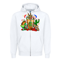 White Mexican Cold Drink With Cactus Sombrero And Tequil Zipper Hoodie - FaDigitalArtStudio