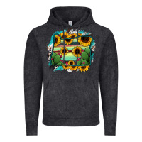 Vintage Black Oregon Map Sunflower Cactus Serape Vintage Hoodie - RanaPortraitStore