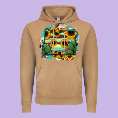 Oregon Map Sunflower Cactus Serape Vintage Hoodie Designed By Ranaportraitstore