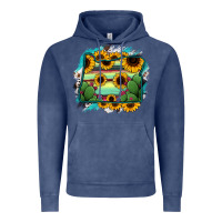 Vintage Denim Oregon Map Sunflower Cactus Serape Vintage Hoodie - RanaPortraitStore