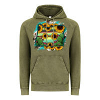 Vintage Olive Oregon Map Sunflower Cactus Serape Vintage Hoodie - RanaPortraitStore
