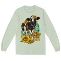 Matcha Sunflowers Cow Long Sleeve Tee - texasbilliewilder