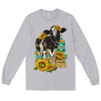 Moon Dust Sunflowers Cow Long Sleeve Tee - texasbilliewilder