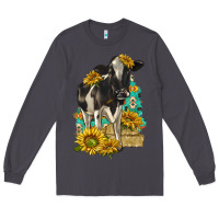Smoke Sunflowers Cow Long Sleeve Tee - texasbilliewilder