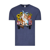 Vintage Denim Easter truck with bunny sunflowers and eggs Vintage Tee - RanaPortraitStore
