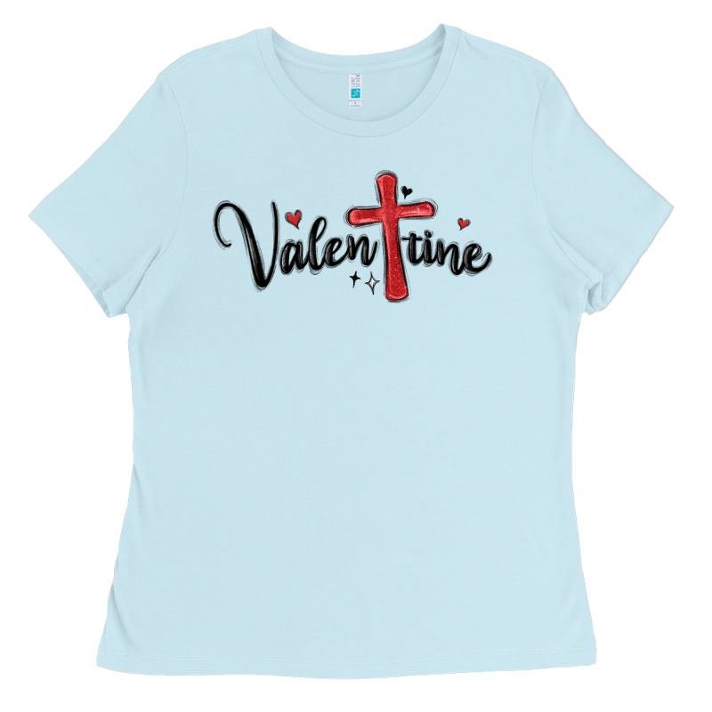 Valentine Cross Glitter Ladies Tee by MaliasSmallBusiness | Teevron