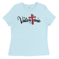 Baby Blue valentine cross glitter Ladies Tee - MaliasSmallBusiness