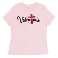 Bubblegum Pink valentine cross glitter Ladies Tee - MaliasSmallBusiness
