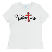 White valentine cross glitter Ladies Tee - MaliasSmallBusiness