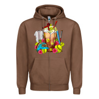 Chestnut Softball Frappe Coffee Zipper Hoodie - FaDigitalArtStudio