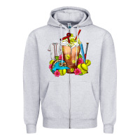 Heather Grey Softball Frappe Coffee Zipper Hoodie - FaDigitalArtStudio