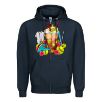 Navy Softball Frappe Coffee Zipper Hoodie - FaDigitalArtStudio