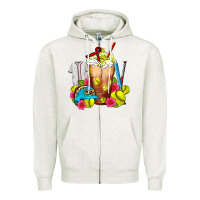 Oatmeal Heather Softball Frappe Coffee Zipper Hoodie - FaDigitalArtStudio