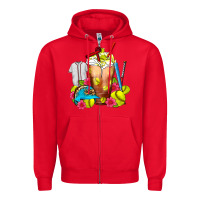 Red Softball Frappe Coffee Zipper Hoodie - FaDigitalArtStudio