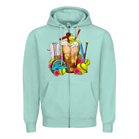 Seafoam Softball Frappe Coffee Zipper Hoodie - FaDigitalArtStudio
