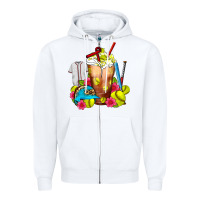 White Softball Frappe Coffee Zipper Hoodie - FaDigitalArtStudio