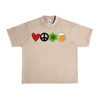 French Oak Funny St Patricks Day Love Peace Clover and Beer Urban Heavy Tee - Bettercallsaul