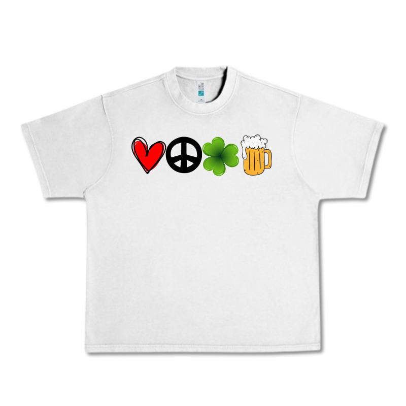 Funny St Patricks Day Love Peace Clover And Beer Urban Heavy Tee by Bettercallsaul | Teevron