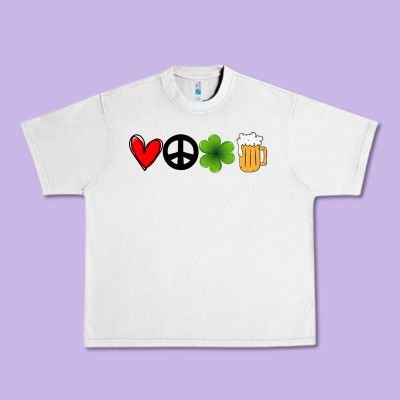 Funny St Patricks Day Love Peace Clover And Beer Urban Heavy Tee Designed By Bettercallsaul