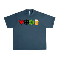 Midnight Navy Funny St Patricks Day Love Peace Clover and Beer Urban Heavy Tee - Bettercallsaul