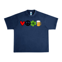Navy Funny St Patricks Day Love Peace Clover and Beer Urban Heavy Tee - Bettercallsaul