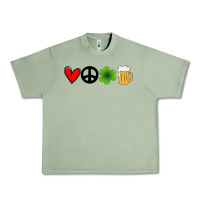 Oil Green Funny St Patricks Day Love Peace Clover and Beer Urban Heavy Tee - Bettercallsaul