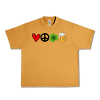 Peanut Butter Funny St Patricks Day Love Peace Clover and Beer Urban Heavy Tee - Bettercallsaul