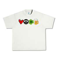 Pistachio Funny St Patricks Day Love Peace Clover and Beer Urban Heavy Tee - Bettercallsaul