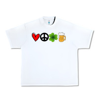 White Funny St Patricks Day Love Peace Clover and Beer Urban Heavy Tee - Bettercallsaul