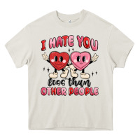 Cream i hate you less than other people Heavy Core Tee - MaliasSmallBusiness