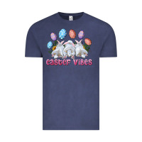 Vintage Denim Easter Vibes with Bunny and Eggs Vintage Tee - RanaPortraitStore