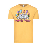 Vintage Mustard Easter Vibes with Bunny and Eggs Vintage Tee - RanaPortraitStore