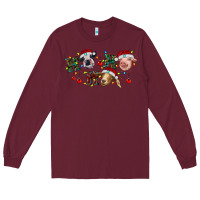 Burgundy Hohoho Christmas Cows Long Sleeve Tee - RanaPortraitStore